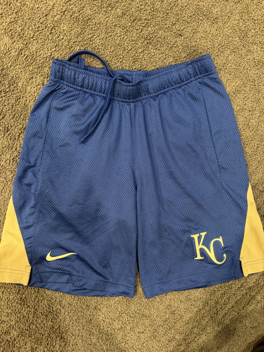Nike KC Royals Blue Athletic Shorts with Yellow Accents